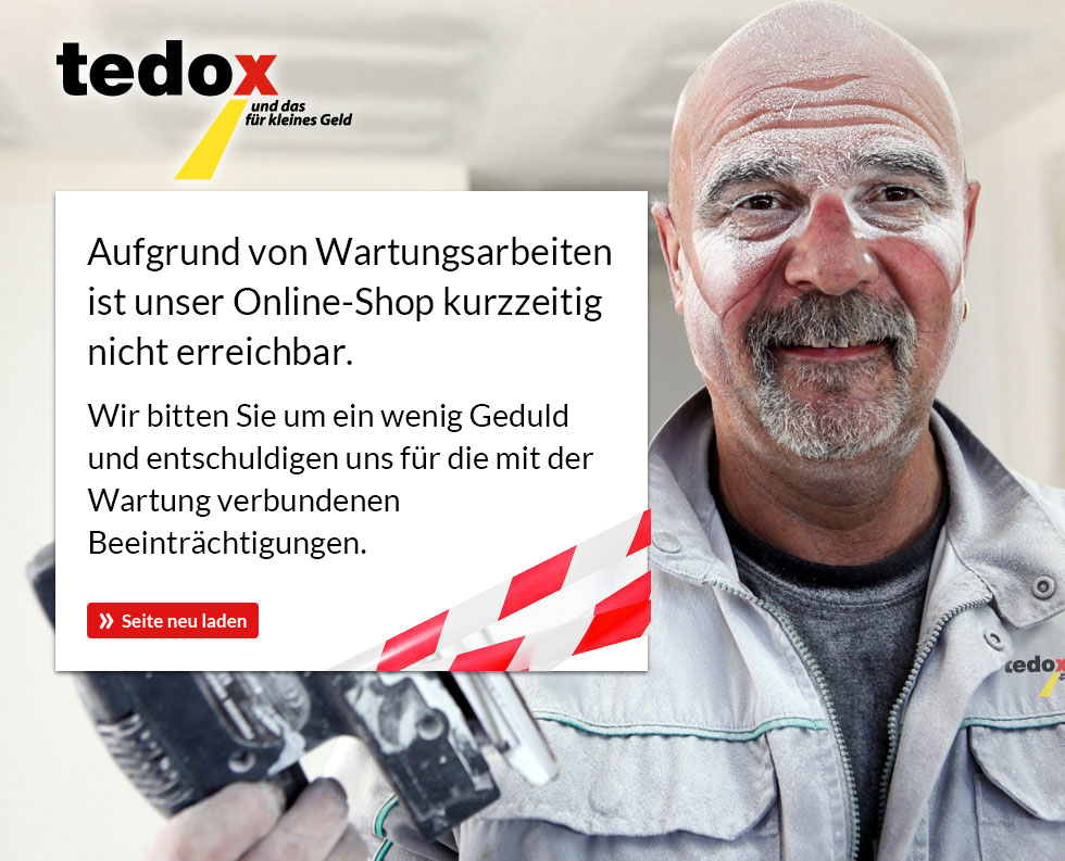tedox.de: Aufgrund von Wartungsarbeiten ist unser Online-Shop kurzzeitig nicht erreichbar.Wir bitten Sie um ein wenig Geduld und entschuldigen uns für die mit der Wartung verbundenen Beeinträchtigungen.